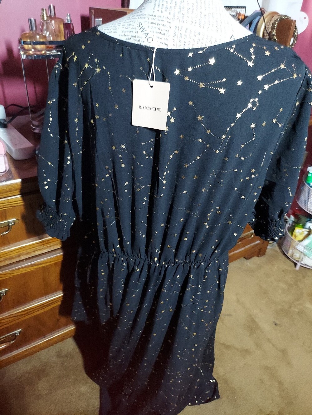 NEW Bloomchic Black and Gold Star Maxi Belted Dress Size 18-20 Plus Size - Picture 5 of 6